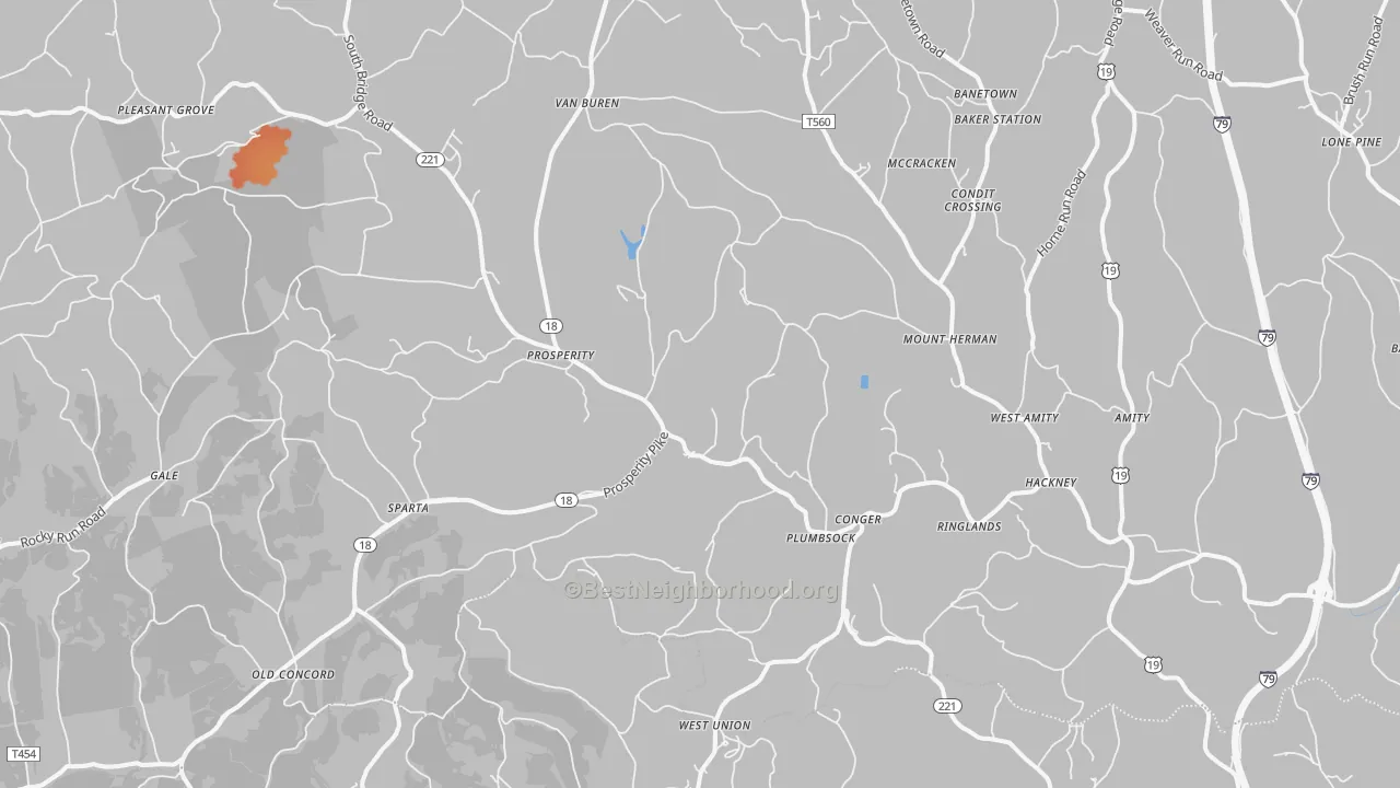 Bike Grade map of Prosperity, PA