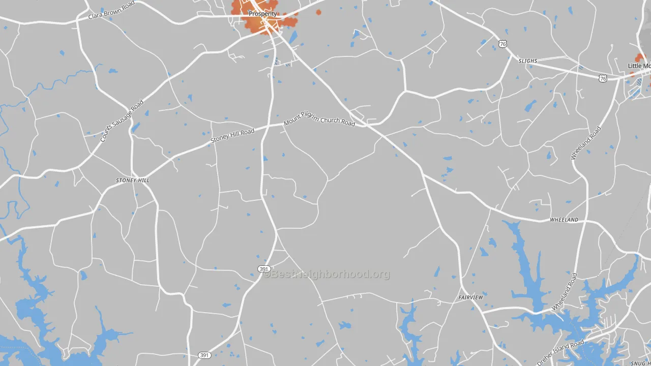 Bike Grade map of Prosperity, SC