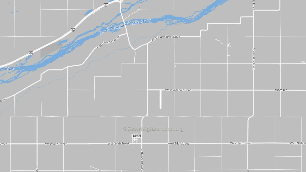 Bike Grade map of Prosser, NE
