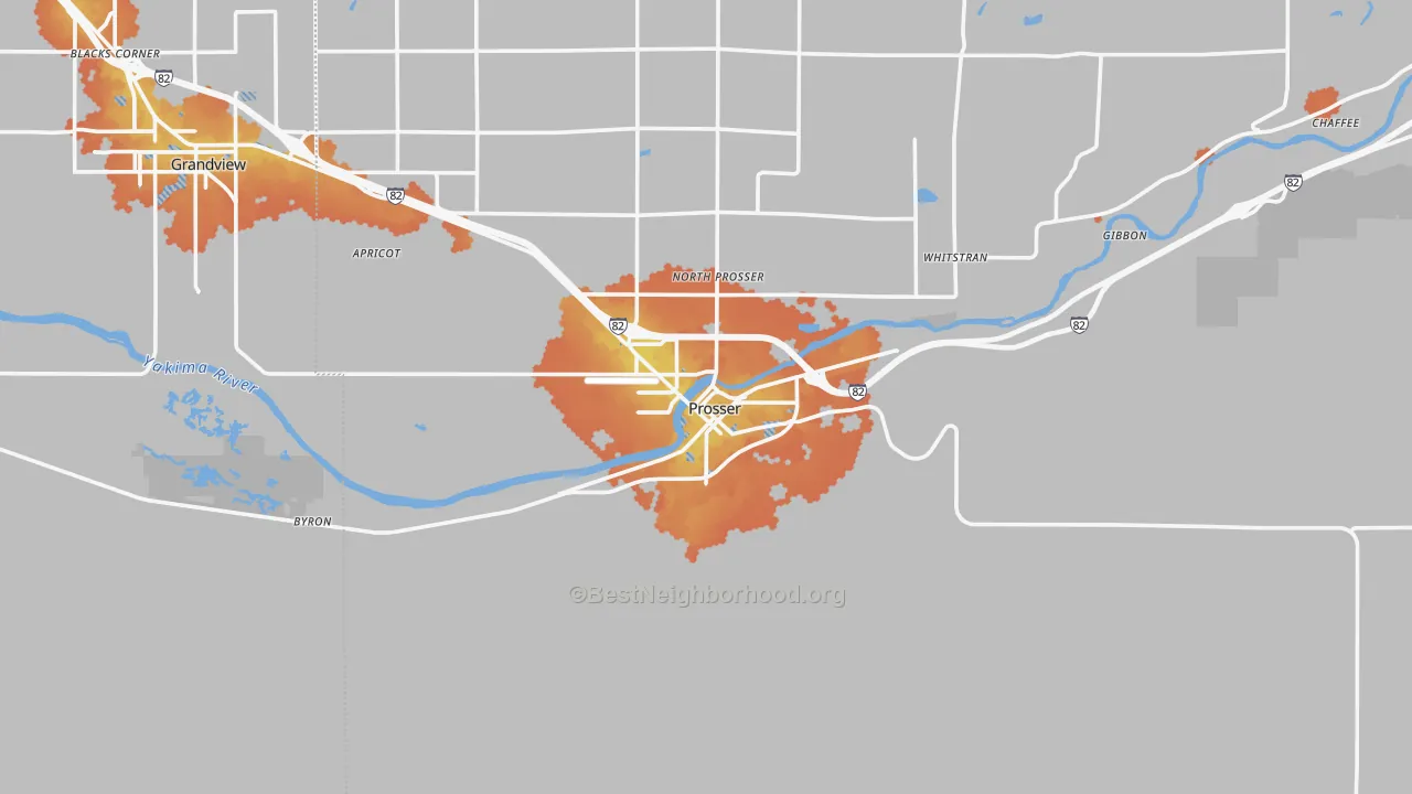 Bike Grade map of Prosser, WA