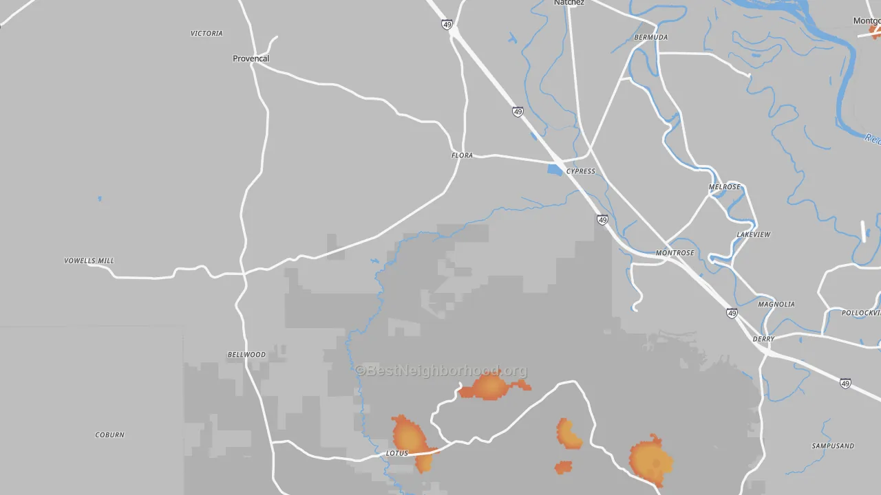 Bike Grade map of Provencal, LA