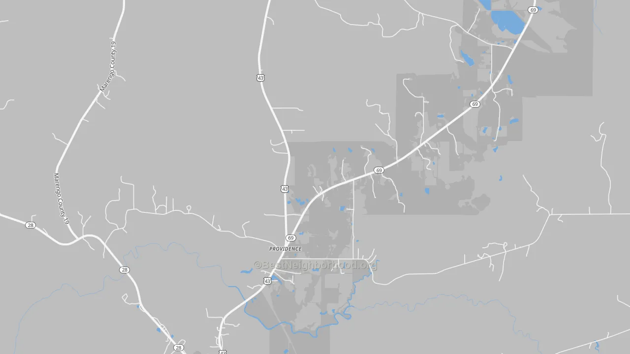 Bike Grade map of Providence, AL