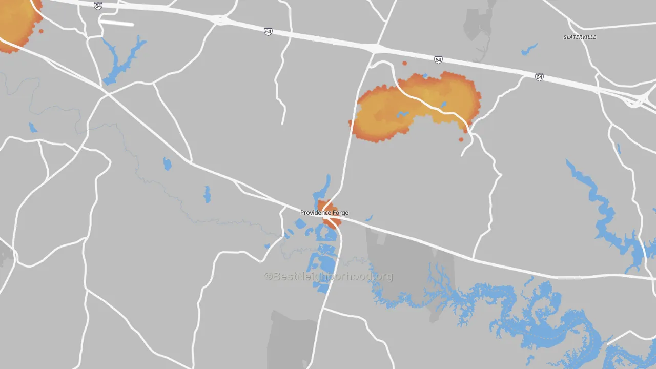 Bike Grade map of Providence Forge, VA