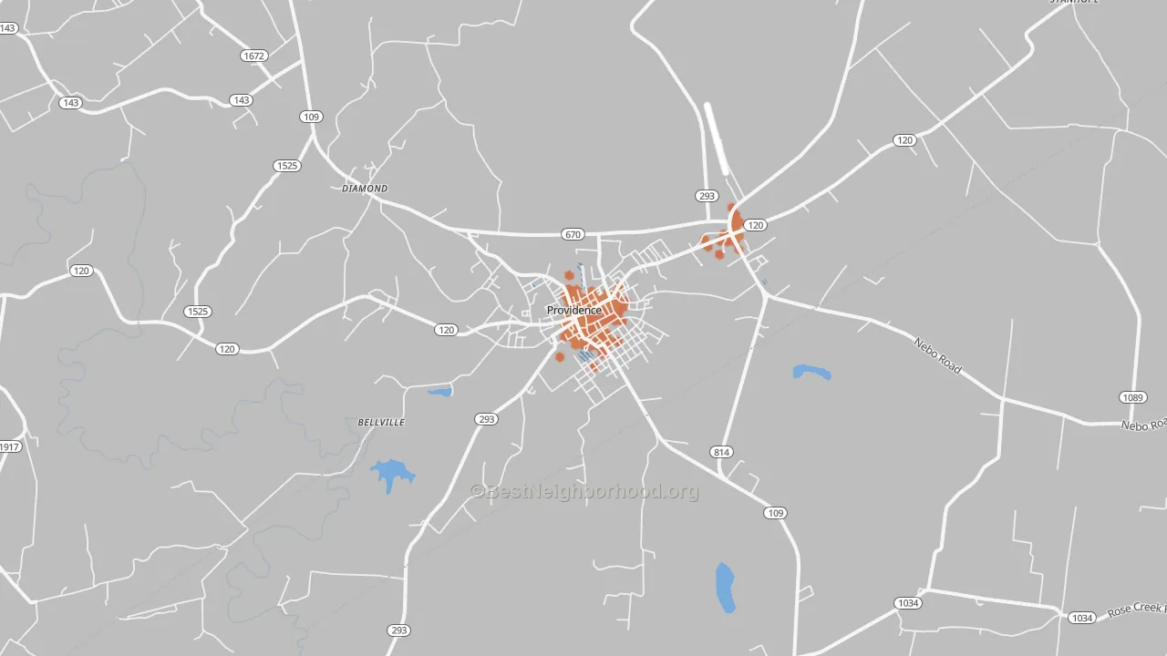 Bike Grade map of Providence, KY