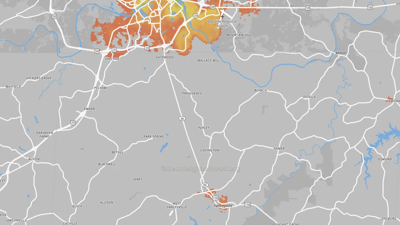 Bike Grade map of Providence, NC