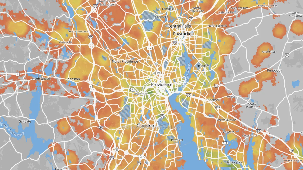 Bike Grade map of Providence, RI