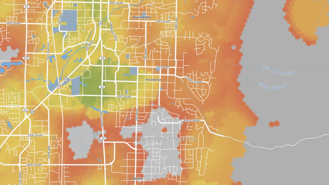 Bike Grade map of Providence, UT