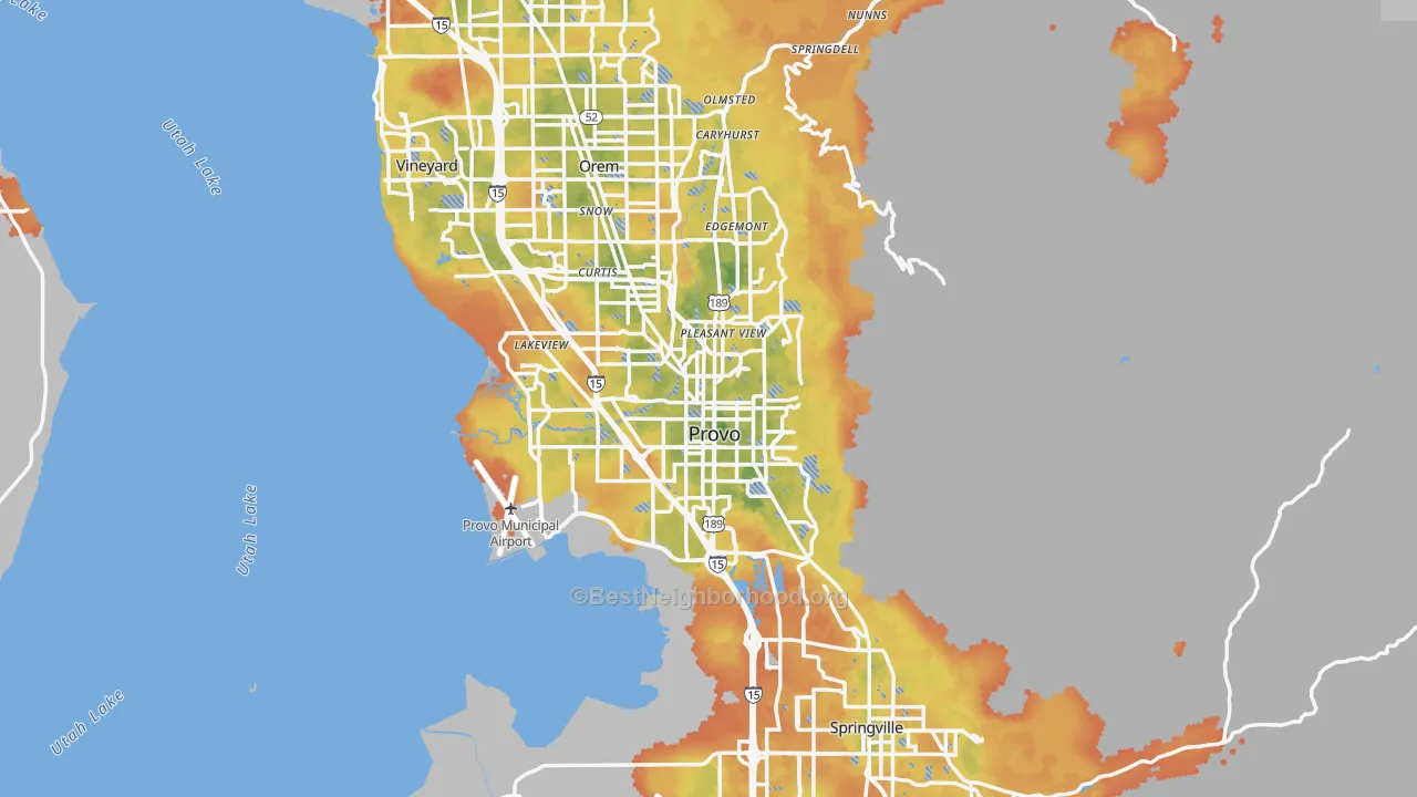 Bike Grade map of Provo, UT