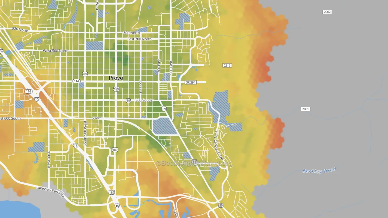 Bike Grade map of Provost, Provo, UT