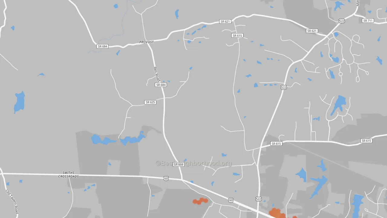Bike Grade map of Provost, VA