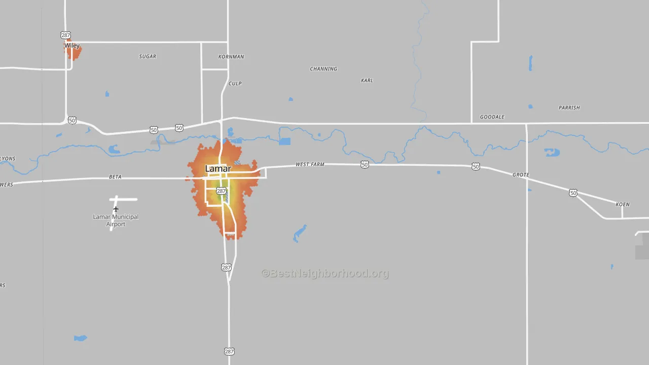 Bike Grade map of Prowers County, CO