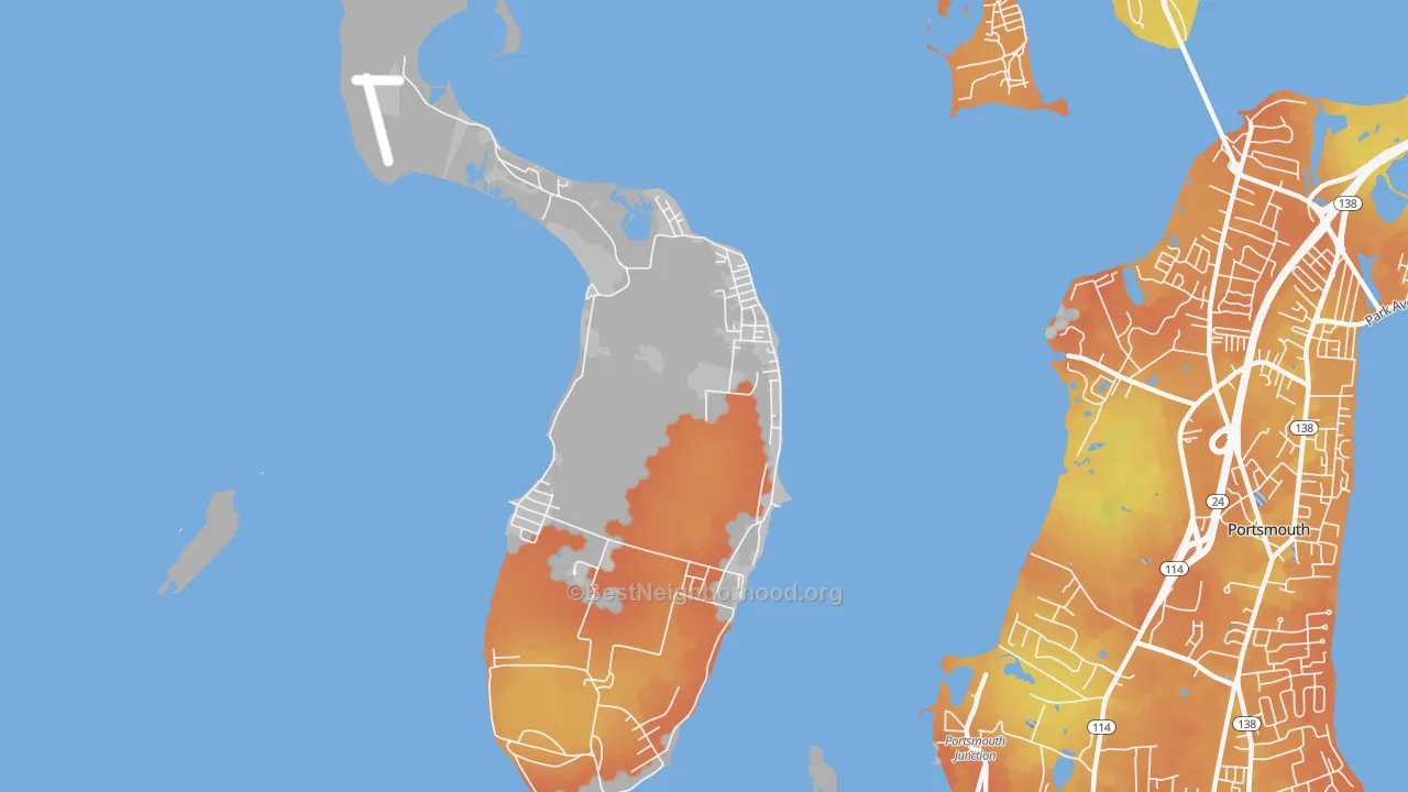 Bike Grade map of Prudence Island, RI
