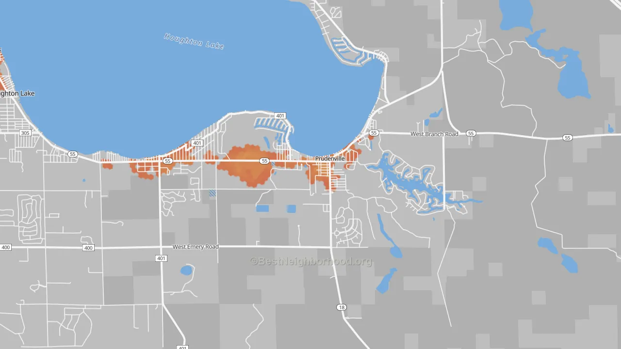 Bike Grade map of Prudenville, MI