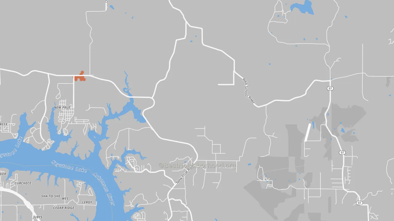 Bike Grade map of Prue, OK