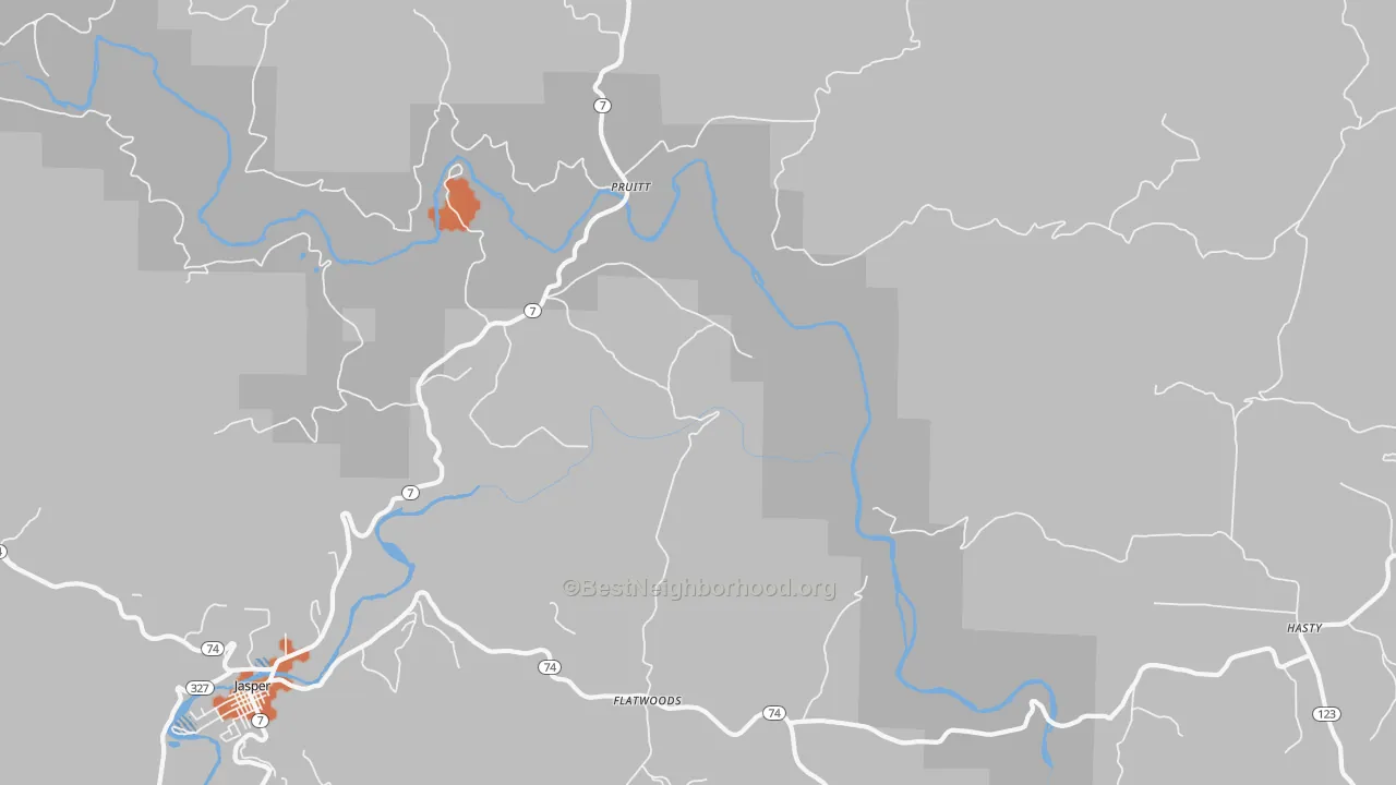 Bike Grade map of Pruitt, AR