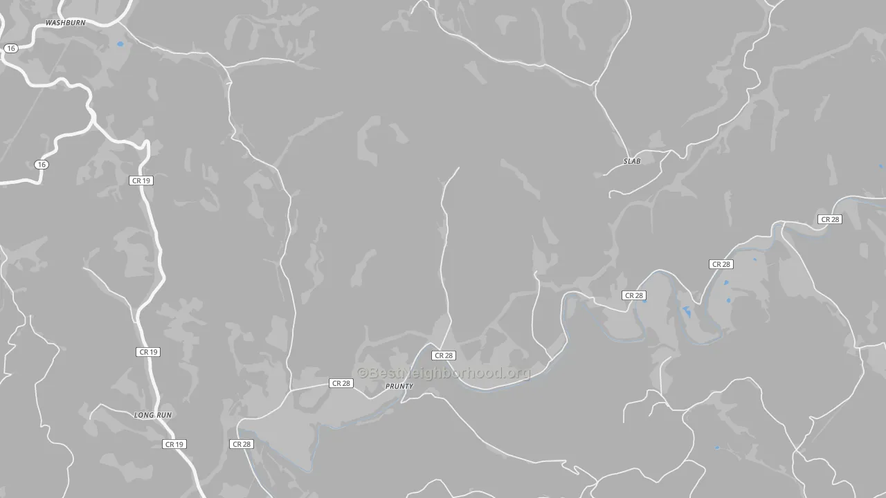 Bike Grade map of Prunty, WV