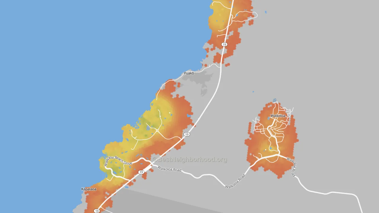 Bike Grade map of Puako, HI