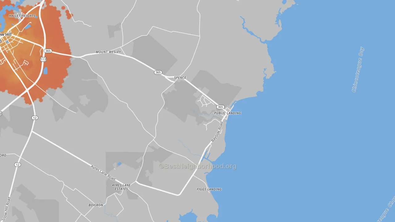 Bike Grade map of Public Landing, MD
