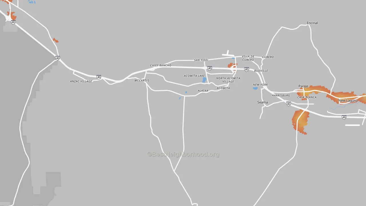 Bike Grade map of Pueblo Of Acoma, NM
