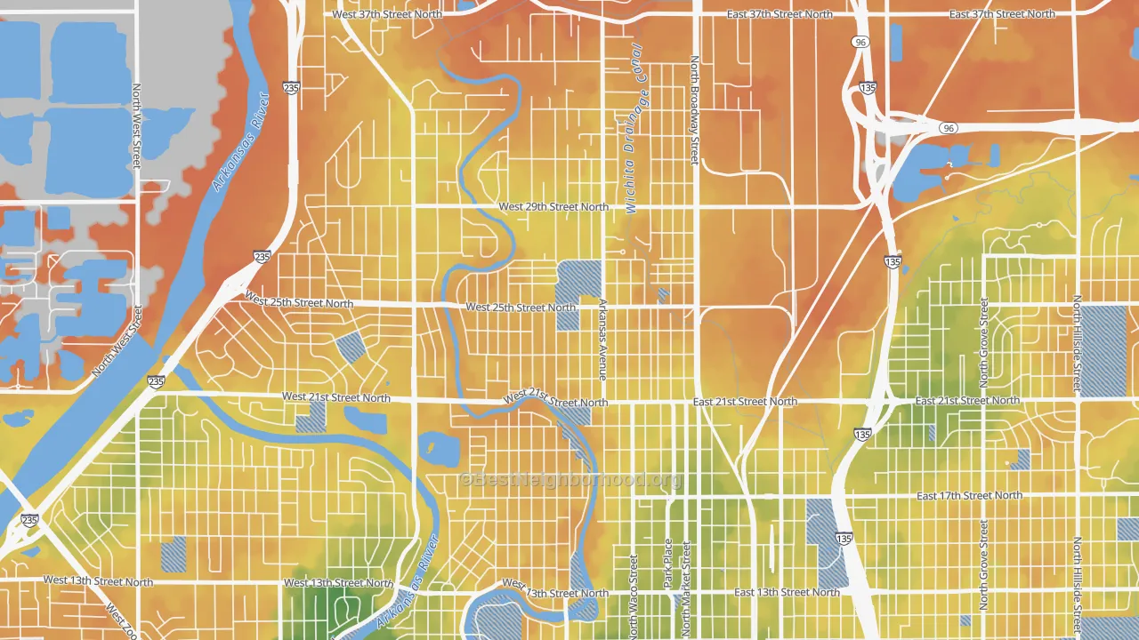 Bike Grade map of Pueblo, Wichita, KS