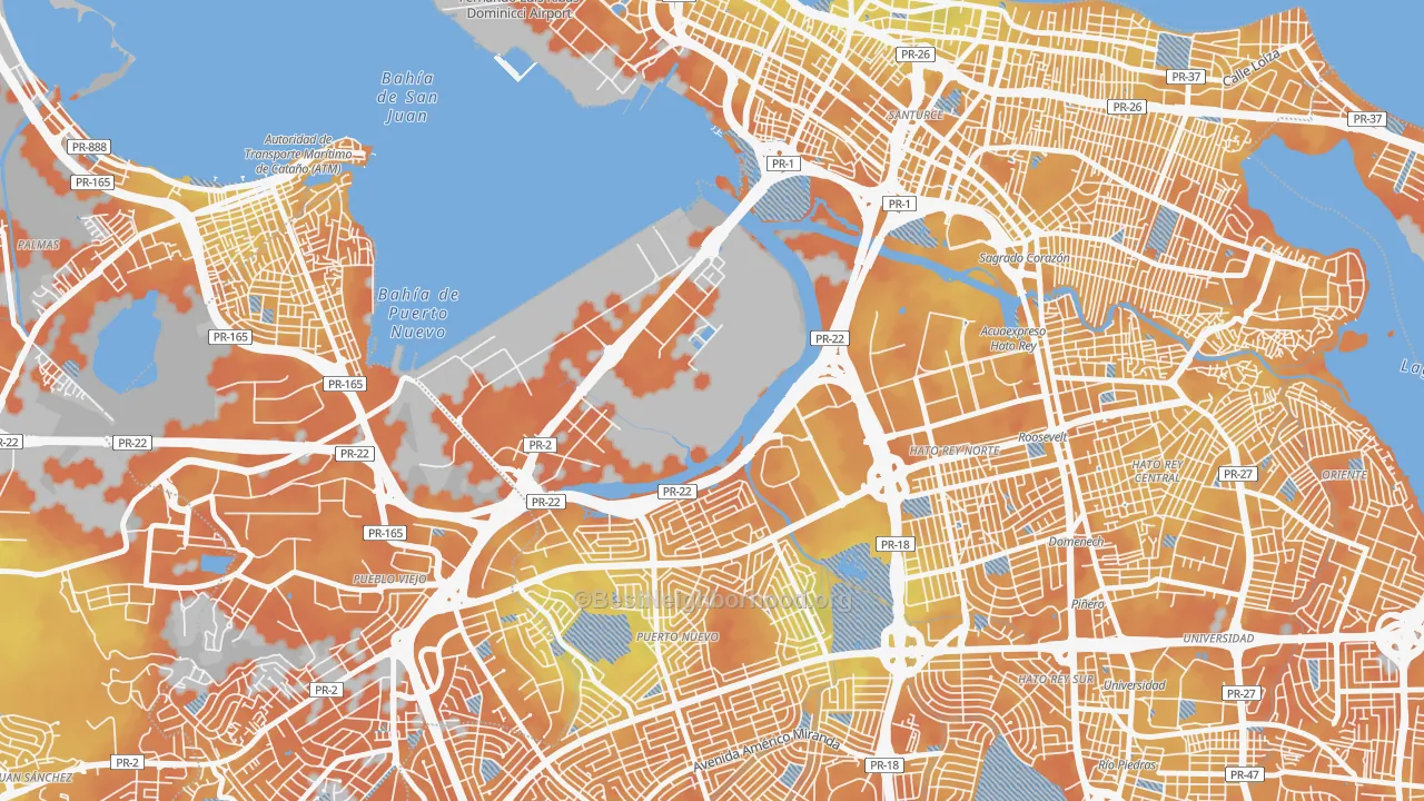 Bike Grade map of Puerto Nuevo, PR