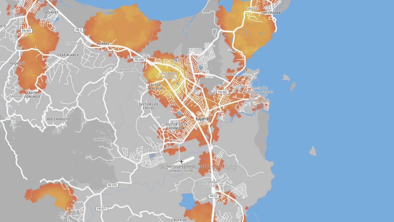Bike Grade map of Puerto Real, PR