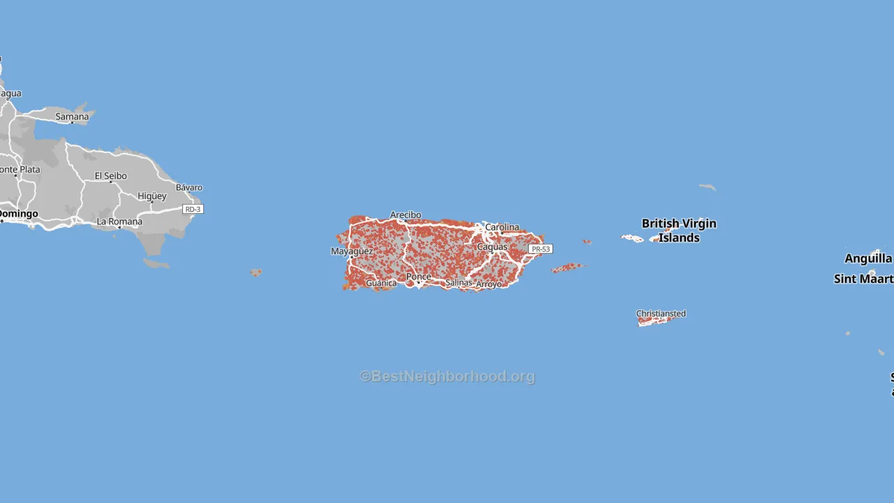 Bike Grade map of Puerto Rico