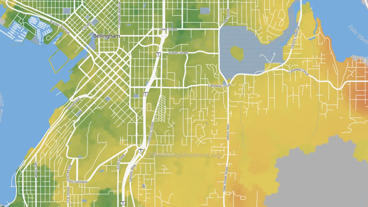 Bike Grade map of Puget, Bellingham, WA