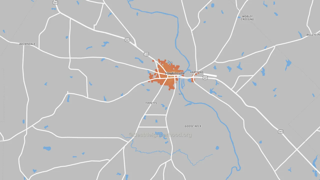 Bike Grade map of Pulaski County, GA