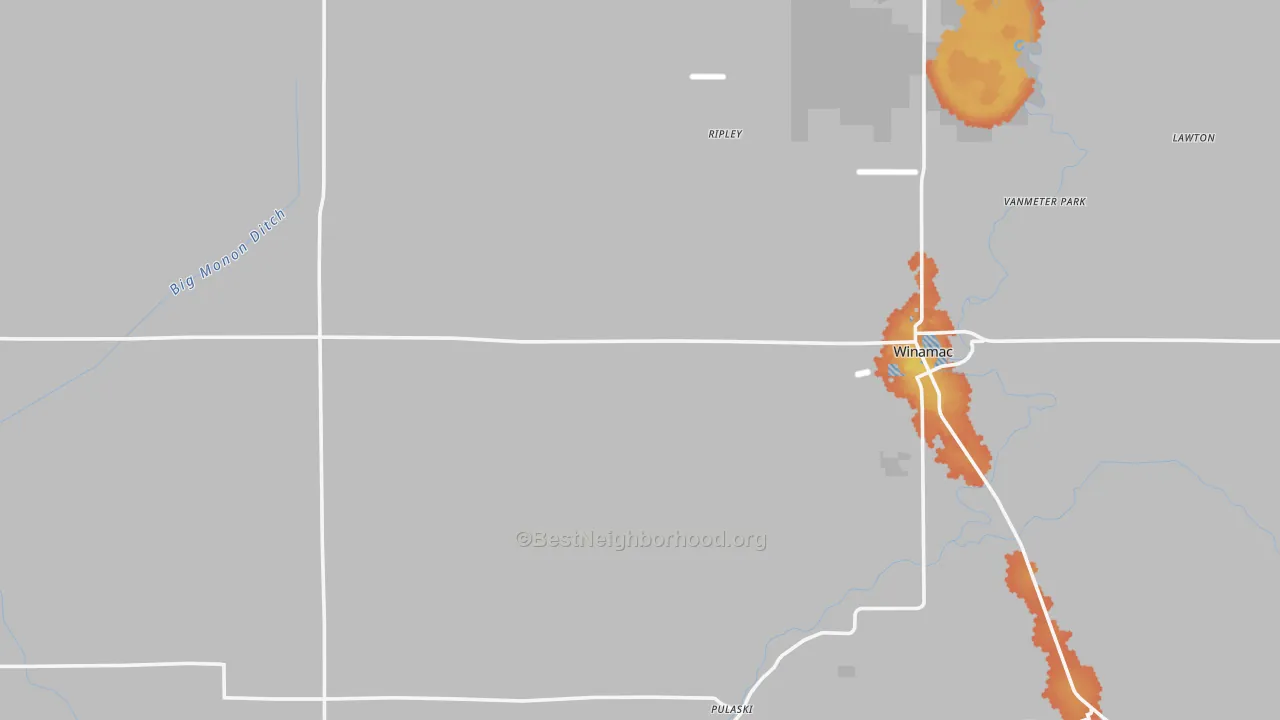 Bike Grade map of Pulaski County, IN