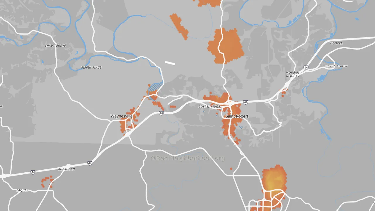Bike Grade map of Pulaski County, MO