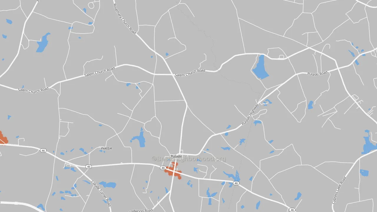 Bike Grade map of Pulaski, GA