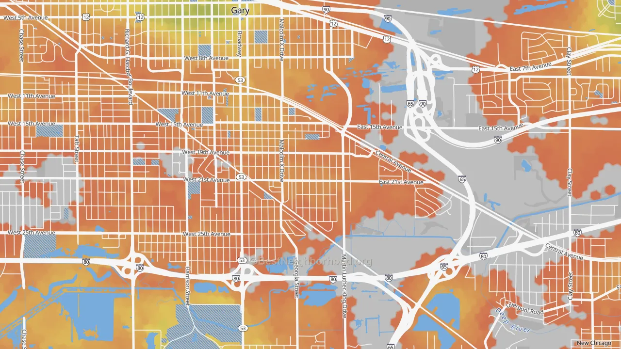Bike Grade map of Pulaski, Gary, IN