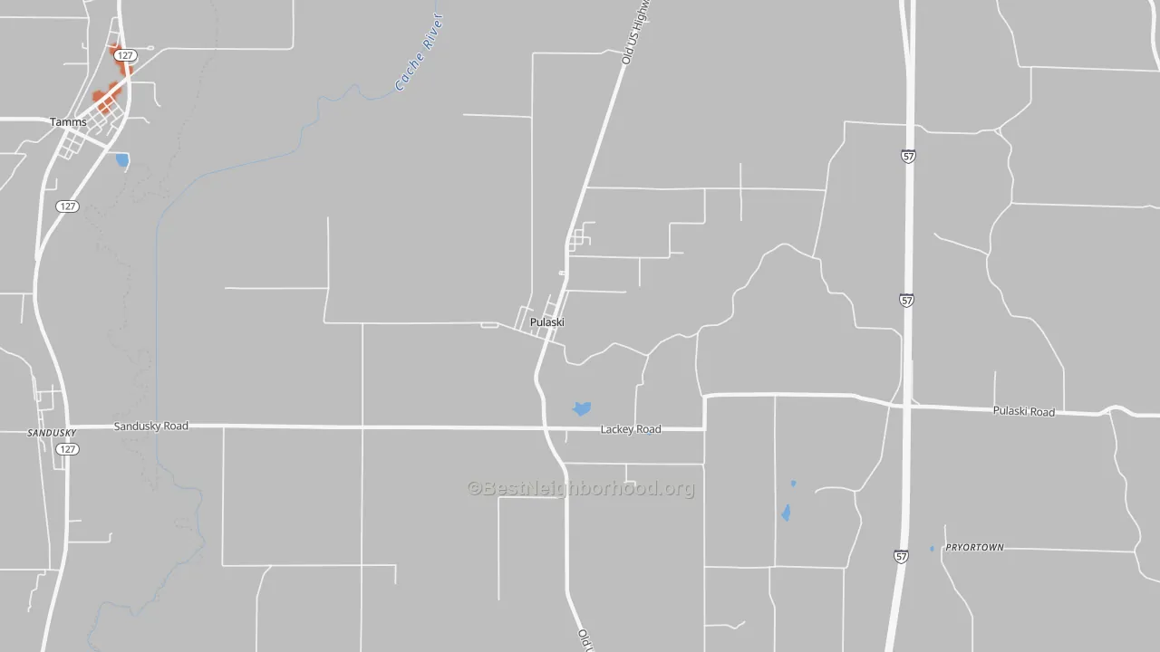Bike Grade map of Pulaski, IL