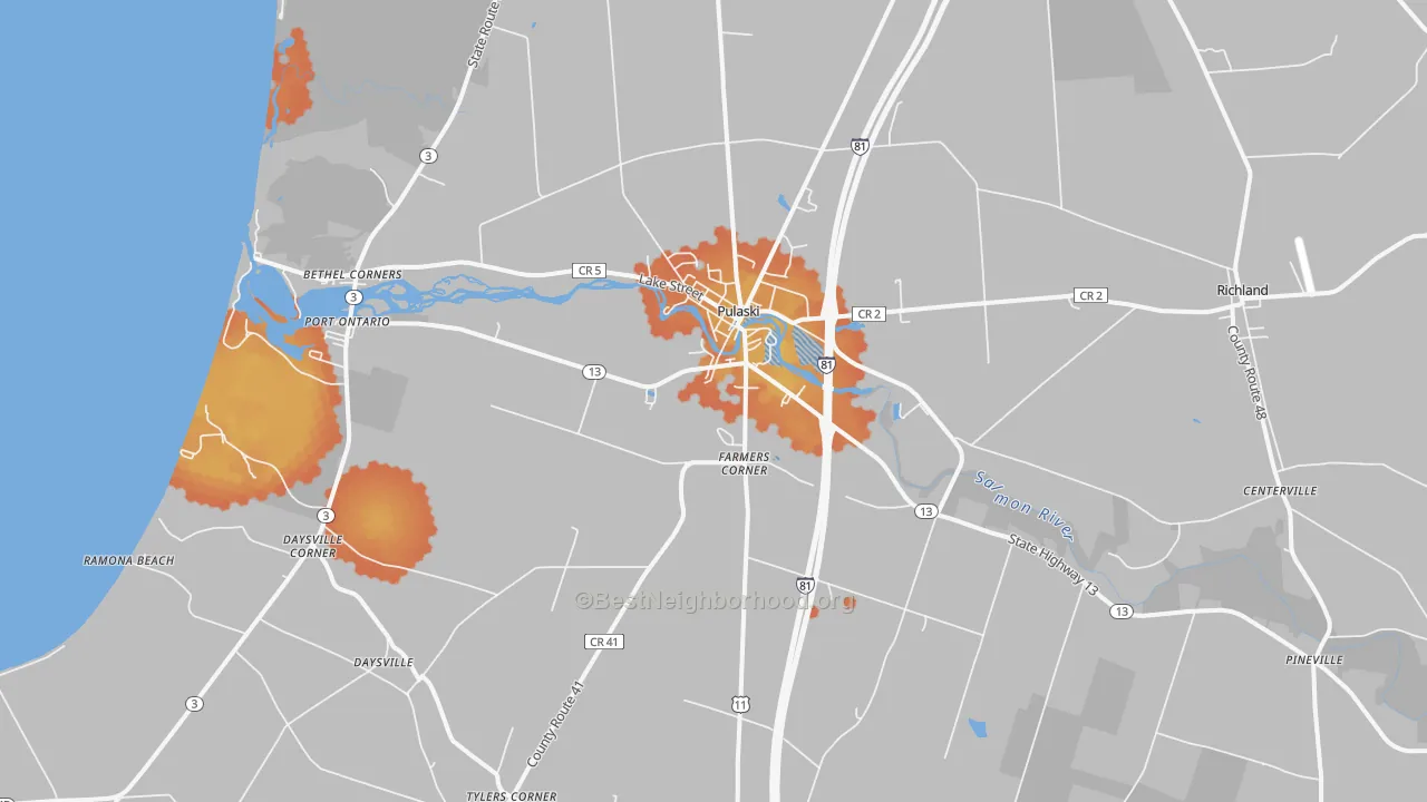 Bike Grade map of Pulaski, NY