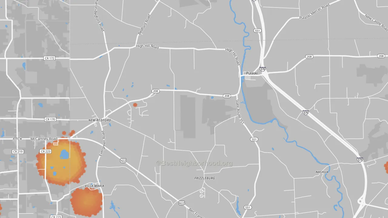 Bike Grade map of Pulaski, PA