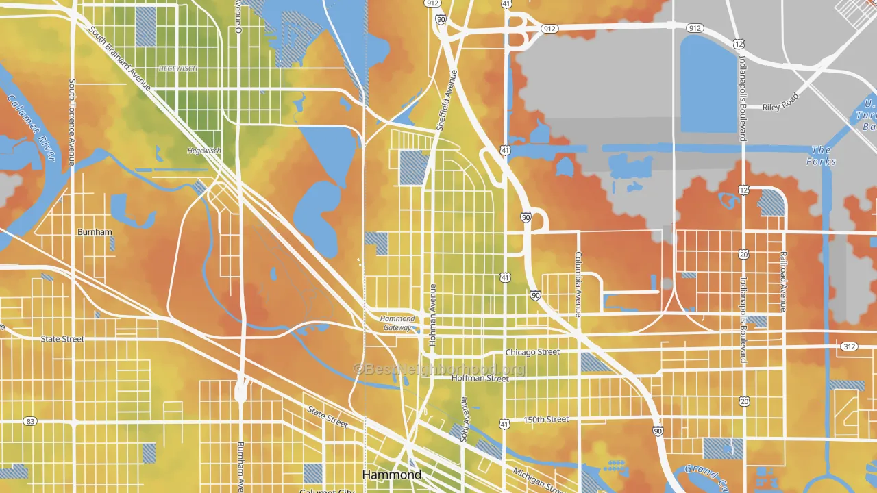 Bike Grade map of Pulaski Park, Hammond, IN