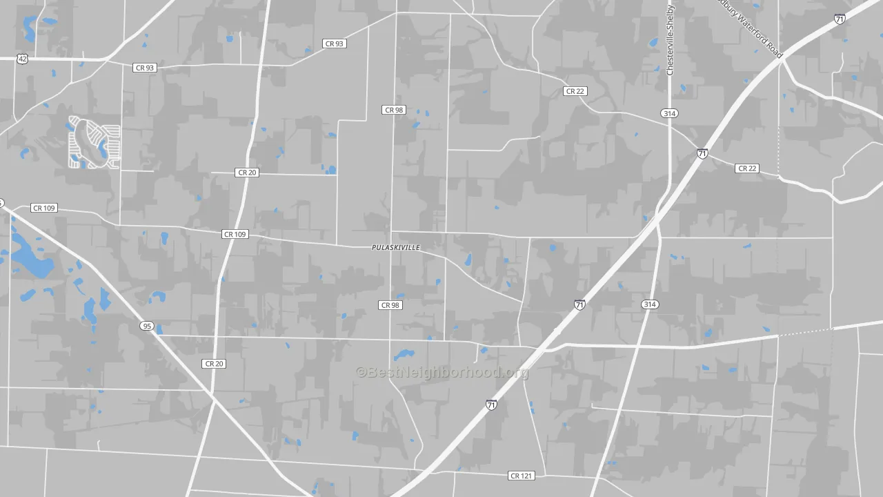 Bike Grade map of Pulaskiville, OH