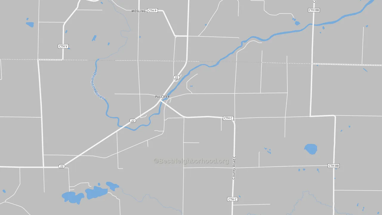 Bike Grade map of Pulcifer, WI
