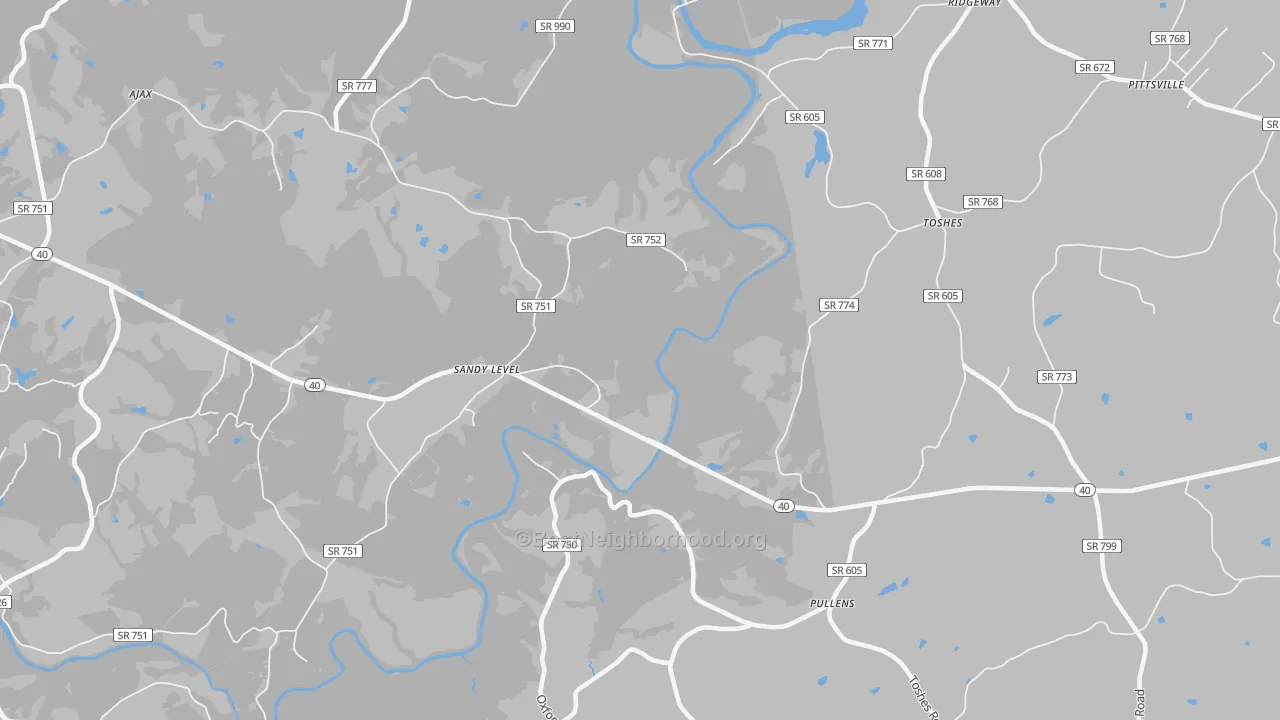 Bike Grade map of Pullens, VA