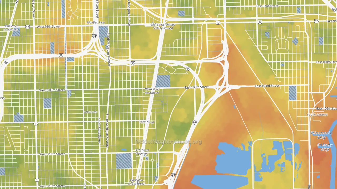 Bike Grade map of Pullman, Chicago, IL