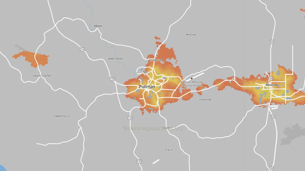 Bike Grade map of Pullman, WA