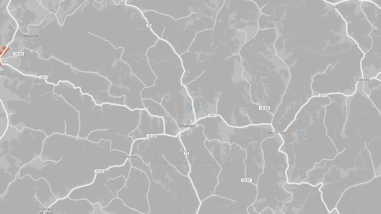 Bike Grade map of Pullman, WV