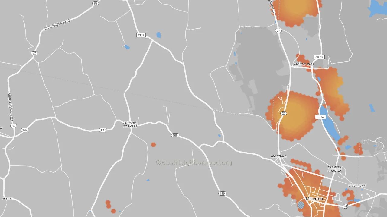 Bike Grade map of Pulvers Corners, NY