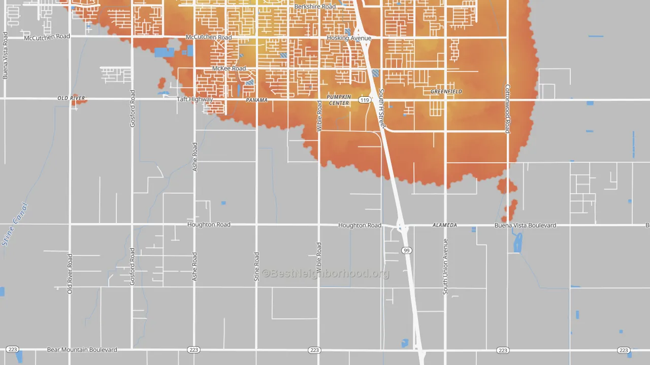 Bike Grade map of Pumpkin Center, CA