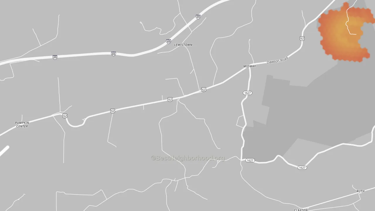Bike Grade map of Pumpkin Center, KY