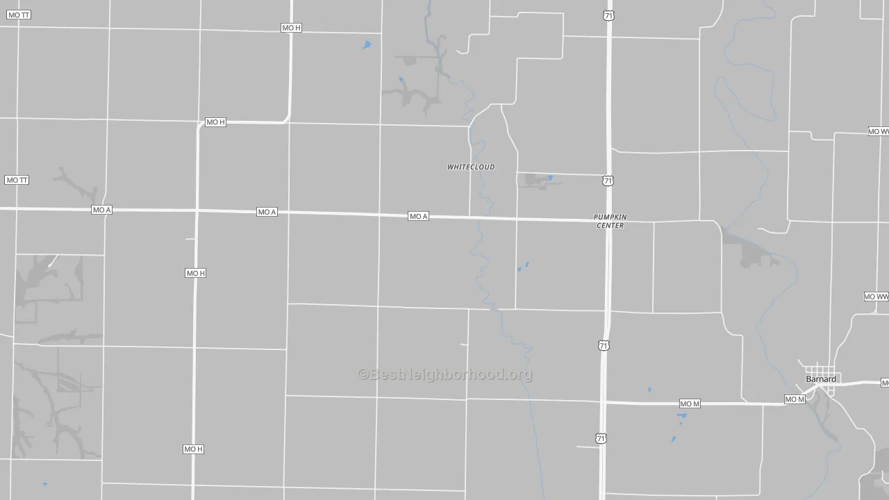 Bike Grade map of Pumpkin Center, MO