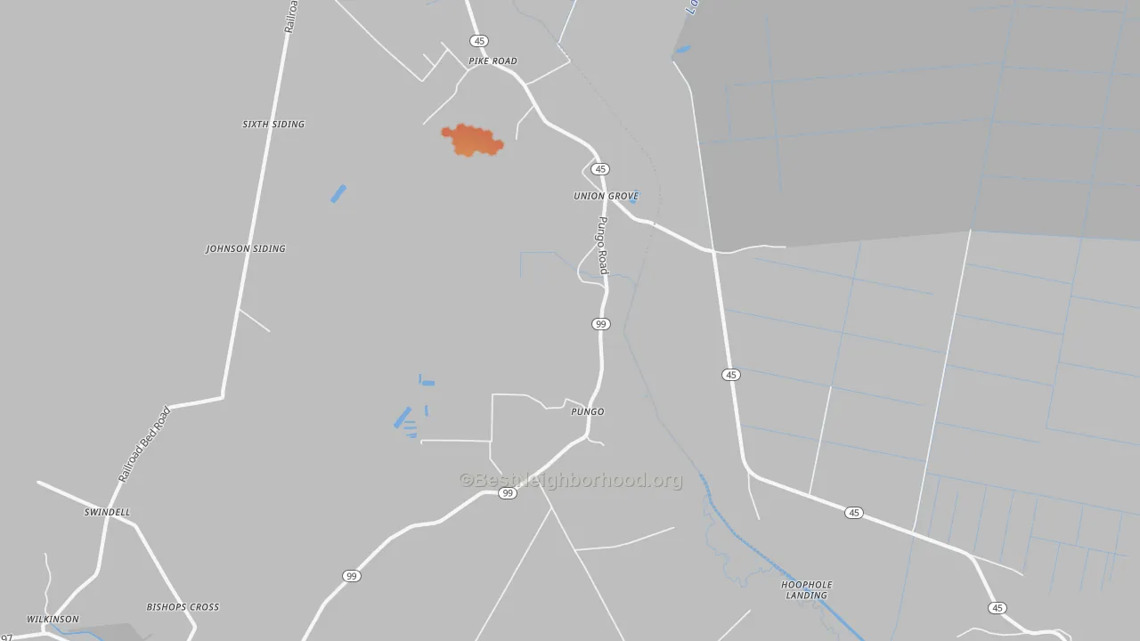 Bike Grade map of Pungo, NC
