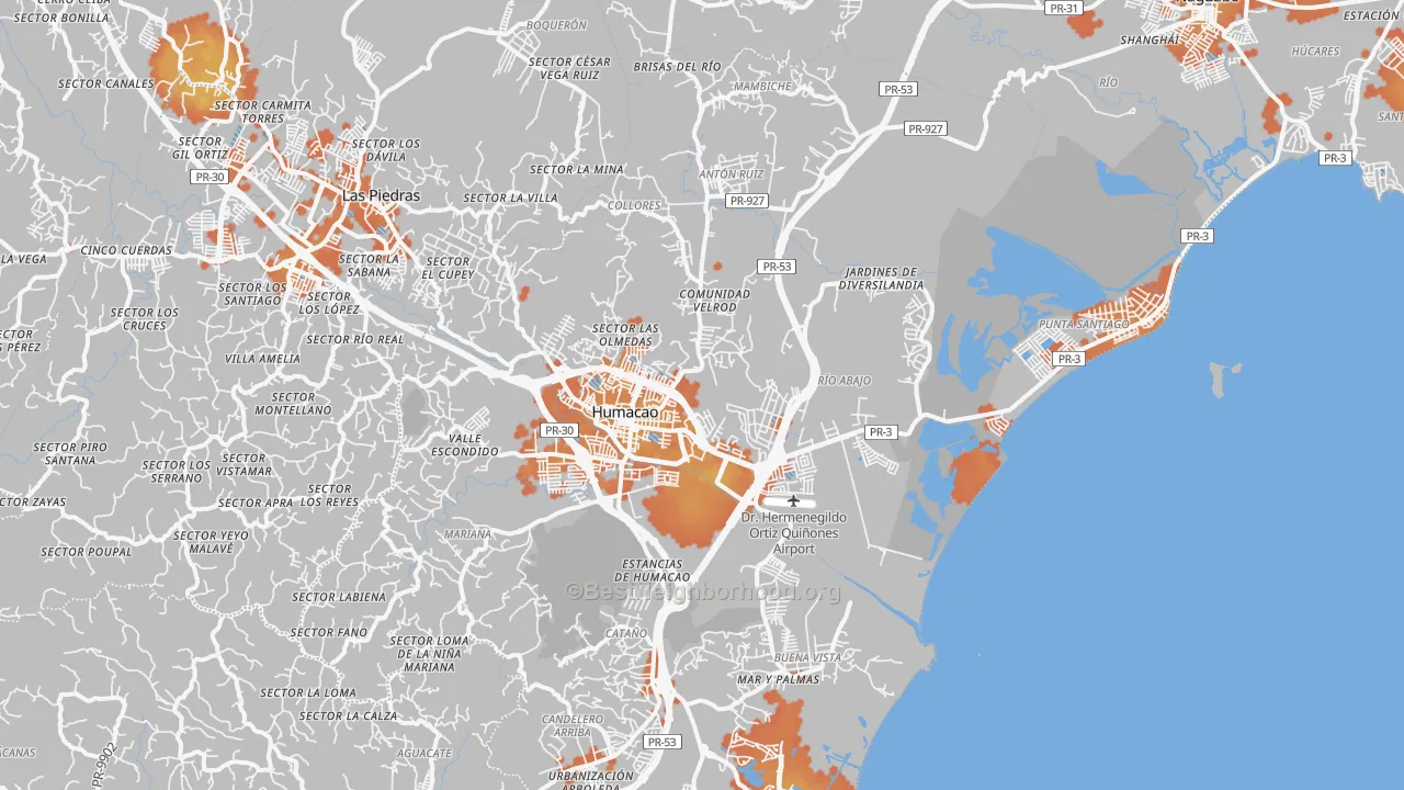 Bike Grade map of Punta Santiago, PR