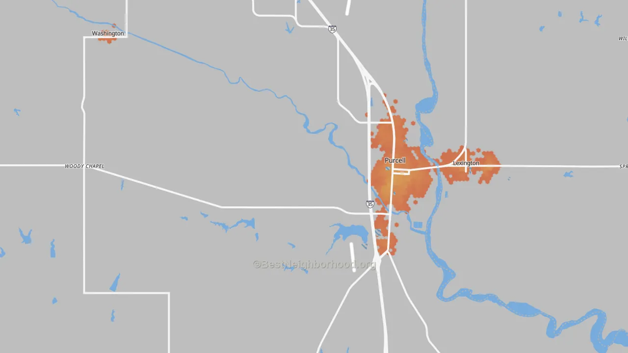 Bike Grade map of Purcell, OK